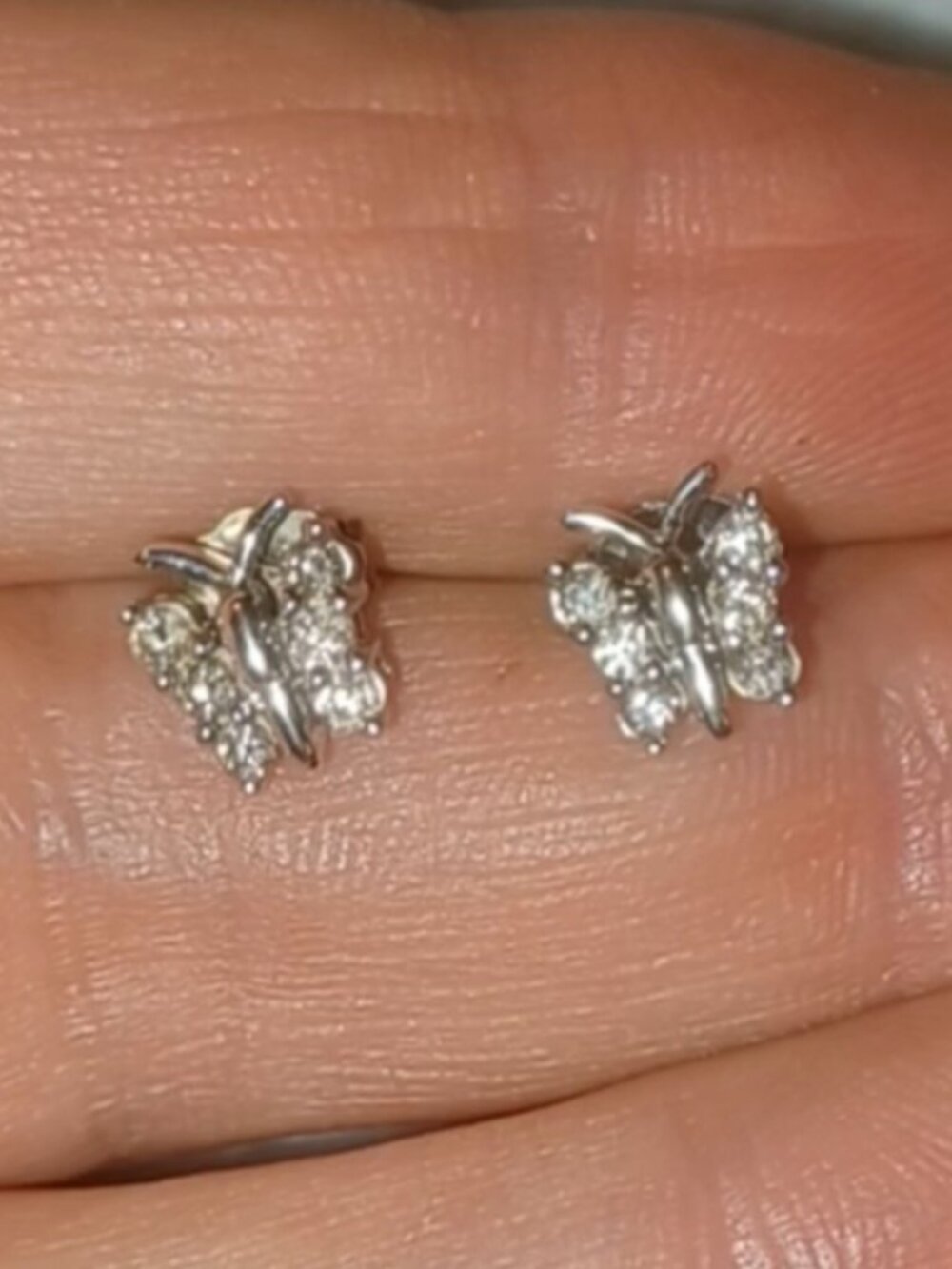 10k WG Diamond Butterfly Stud Earrings